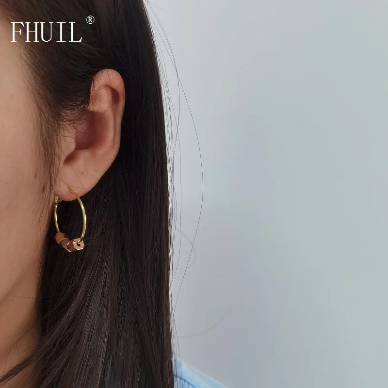 Colored Plated Hoop Earrings 925 Silver Needle Jewelry