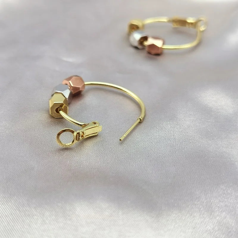 Colored Plated Hoop Earrings 925 Silver Needle Jewelry