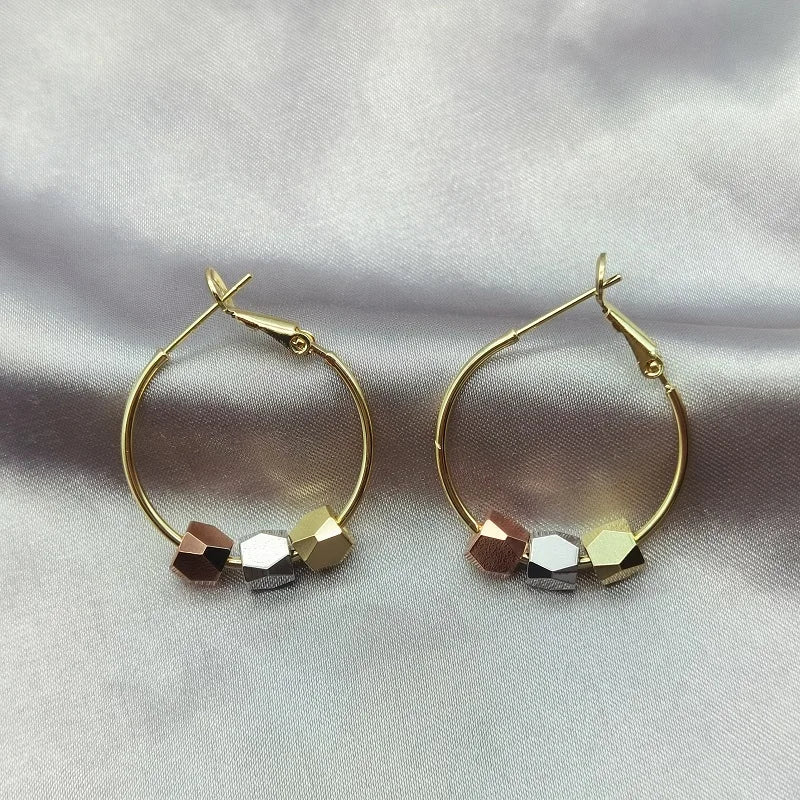 Colored Plated Hoop Earrings 925 Silver Needle Jewelry