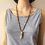 Horn Marble Stones Pendant Necklace Jewelry Women