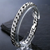 Retro Horse Whip Bracelet Male Sterling Silver Cuban Ins Rough Style Ring