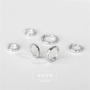 100% S925 Earring Stud Hoop Sterling Silver Circle Earrrings Women Jewelry
