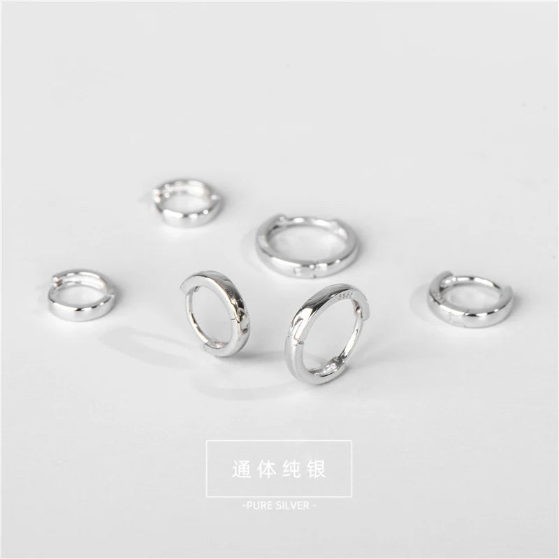 100% S925 Earring Stud Hoop Sterling Silver Circle Earrrings Women Jewelry