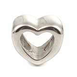 304 Stainless Steel Heart Casting Beads Silver 11x10mm 2 PCs