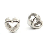 304 Stainless Steel Heart Casting Beads Silver 11x10mm 2 PCs