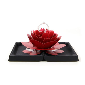 3D Pop Up Rose Ring Box Wedding Engagement Jewelry Storage Rectangular