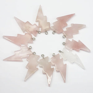 10pcs Natural Stone Rose Quartz Lightning Pendants for Necklace Making