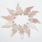 10pcs Natural Stone Rose Quartz Lightning Pendants for Necklace Making