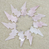 10pcs Natural Stone Rose Quartz Lightning Pendants for Necklace Making