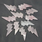 10pcs Natural Stone Rose Quartz Lightning Pendants for Necklace Making