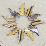 Natural Tiger Eye Stone Lightning Pendants for Jewelry Making 10pcs