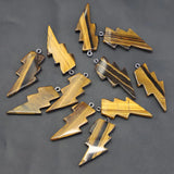 Natural Tiger Eye Stone Lightning Pendants for Jewelry Making 10pcs