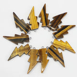 Natural Tiger Eye Stone Lightning Pendants for Jewelry Making 10pcs