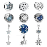 925 Silver Snowflake Charm Bead Pendant for Bracelet - DIY Jewelry Gift