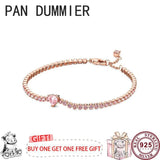 925 Silver Love Heart Rainbow Tennis Bracelet for Women