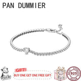 925 Silver Love Heart Rainbow Tennis Bracelet for Women