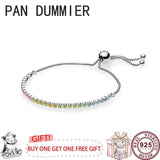 925 Silver Love Heart Rainbow Tennis Bracelet for Women