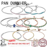925 Silver Love Heart Rainbow Tennis Bracelet for Women