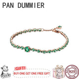 925 Silver Love Heart Rainbow Tennis Bracelet for Women