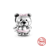 925 Silver Cat Cup Heartbeat Bear Charms Beads