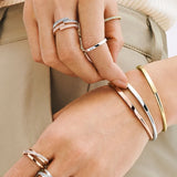 925 Silver C-Shaped I-D Overlay Women's Logo Bracelet