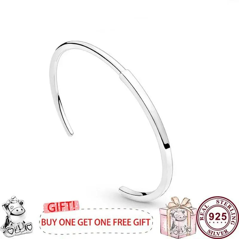 925 Silver C-Shaped I-D Overlay Women's Logo Bracelet