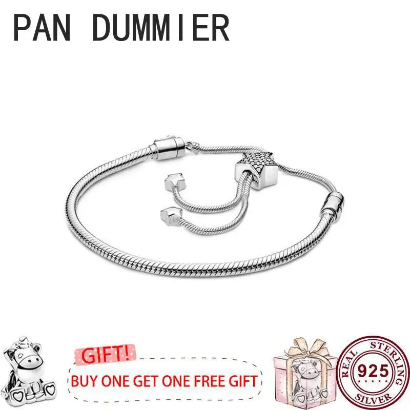 925 Silver Star & Love Heart Adjustable Bracelet for Women