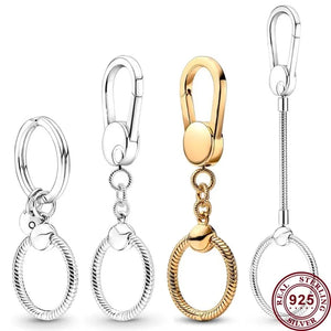 925 Silver Backpack Key Chain Key Ring Women Beads Pendant