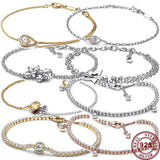 925 Silver Ginkgo Blobs Stars Snowflake Women's Logo Bracelet
