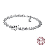 925 Silver Ginkgo Blobs Stars Snowflake Women's Logo Bracelet