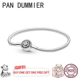 925 Silver Heart Sparkle Star Women's Bracelet DIY Charm Jewelry