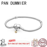 925 Silver Heart Sparkle Star Women's Bracelet DIY Charm Jewelry