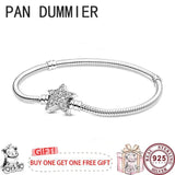 925 Silver Heart Sparkle Star Women's Bracelet DIY Charm Jewelry