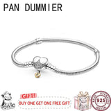 925 Silver Heart Sparkle Star Women's Bracelet DIY Charm Jewelry