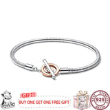 925 Silver Love Heart Bracelet Women's Charm Jewelry
