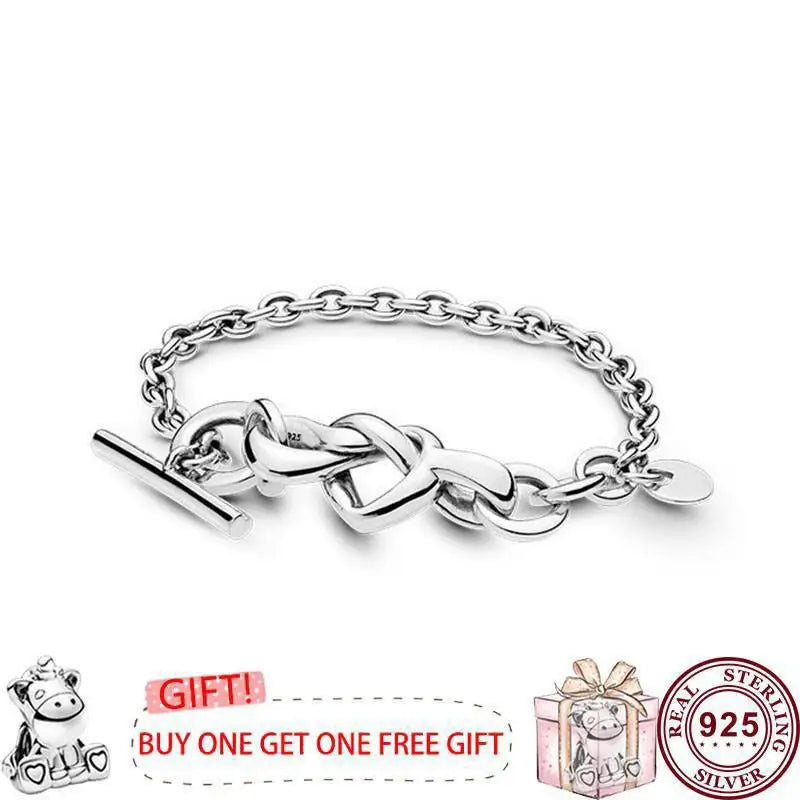 925 Silver Love Heart Bracelet High-quality Charm Jewelry