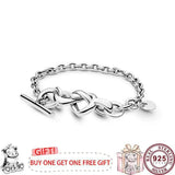 925 Silver Love Heart Bracelet Women's Charm Jewelry