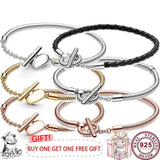 925 Silver Love Heart Bracelet Women's Charm Jewelry