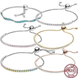 925 Silver Rainbow Shining Colorful Women's Bracelet