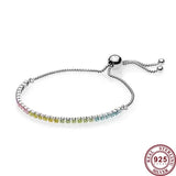 925 Silver Rainbow Shining Colorful Women's Bracelet