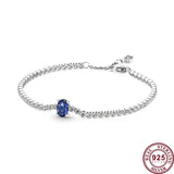 925 Silver Heart-shaped Tennis Bracelet for Women