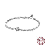 925 Silver Heart-shaped Tennis Bracelet for Women