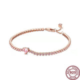 925 Silver Heart-shaped Tennis Bracelet for Women