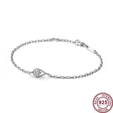 925 Silver Zircon Logo Bracelet for Women - DIY Charm Jewelry