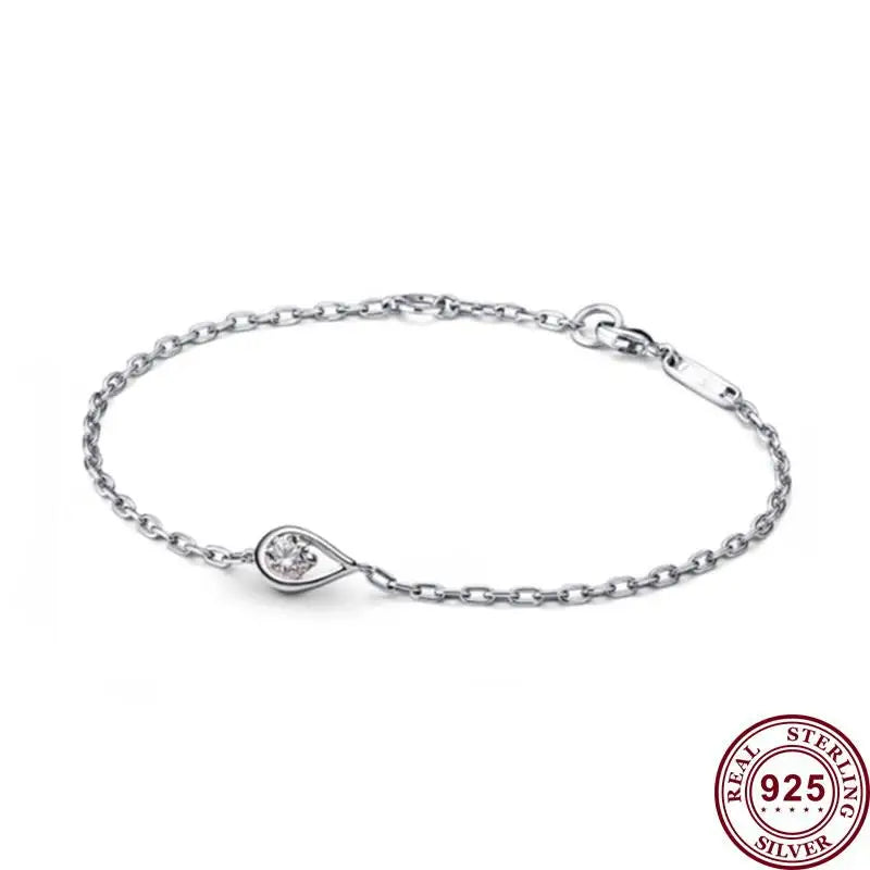 925 Silver Zircon Logo Bracelet for Women - DIY Charm Jewelry
