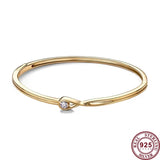 925 Silver Zircon Logo Bracelet for Women - DIY Charm Jewelry