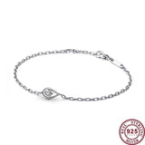 925 Silver Zircon Logo Bracelet for Women - DIY Charm Jewelry
