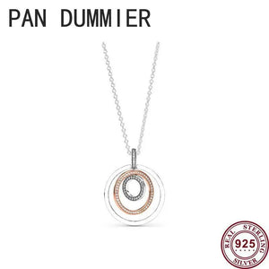 925 Silver Crown Shining Round Women's Necklace