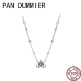 925 Silver Crown Shining Round Women's Necklace