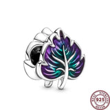925 Silver Feather Shopping Bag Dumbbell Beads Bracelet Charm Jewelry